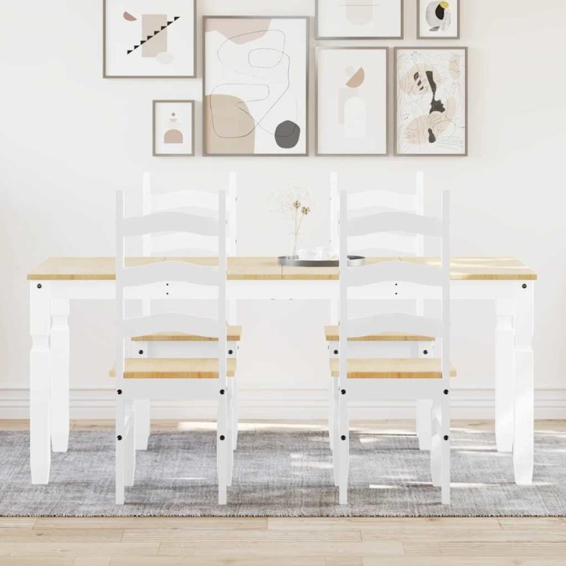 Ensemble à manger PANAMA 5 pcs blanc bois de pin massif 518680518680