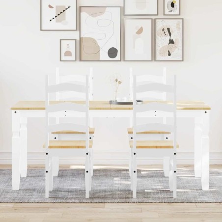 Ensemble à manger PANAMA 5 pcs blanc bois de pin massif 518680518680