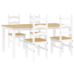 Ensemble à manger PANAMA 5 pcs blanc bois de pin massif 518680518680