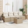 Ensemble de Canapés avec coussin 5 pcs Beige polyrotin 518684518684
