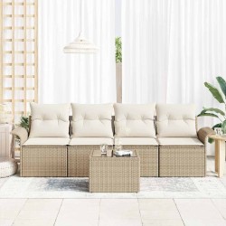 Ensemble de Canapés avec coussin 5 pcs Beige polyrotin 518684518684