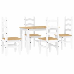 Ensemble à manger PANAMA 5 pcs blanc bois de pin massif 518685518685