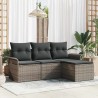 Ensemble de Canapés avec coussin 4 pcs Gris polyrotin 518697518697