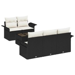 Ensemble de Canapés avec coussin 6 pcs Noir polyrotin 518699518699