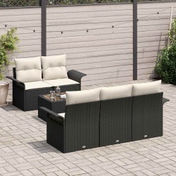 Ensemble de Canapés avec coussin 6 pcs Noir polyrotin 518699518699