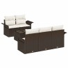 Ensemble de Canapés avec coussin 6 pcs Marron polyrotin 518700518700