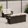 Ensemble de Canapés avec coussin 6 pcs Marron polyrotin 518700518700