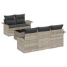 Ensemble de Canapés avec coussin 6 pcs Gris clair polyrotin 518701518701