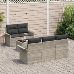 Ensemble de Canapés avec coussin 6 pcs Gris clair polyrotin 518701518701