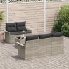 Ensemble de Canapés avec coussin 6 pcs Gris clair polyrotin 518701518701