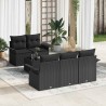 Ensemble de Canapés avec coussin 6 pcs Noir polyrotin 518702518702