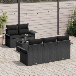 Ensemble de Canapés avec coussin 6 pcs Noir polyrotin 518702518702