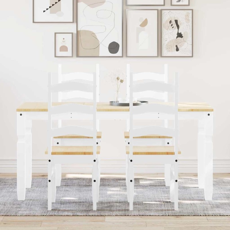 Ensemble à manger PANAMA 5 pcs blanc bois de pin massif 518705518705