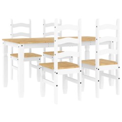 Ensemble à manger PANAMA 5 pcs blanc bois de pin massif 518705518705