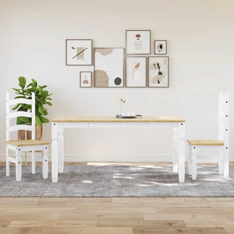 Ensemble à manger PANAMA 3 pcs blanc bois de pin massif 518706518706