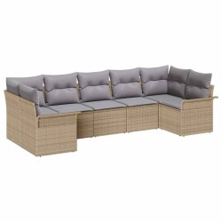 Ensemble de canapé de jardin avec coussin 7 pcs Beige polyrotin 518707518707