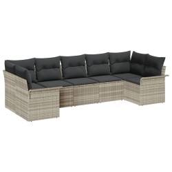 Ensemble de canapé de jardin 7 pcs Gris clair Poly rotin 518710518710