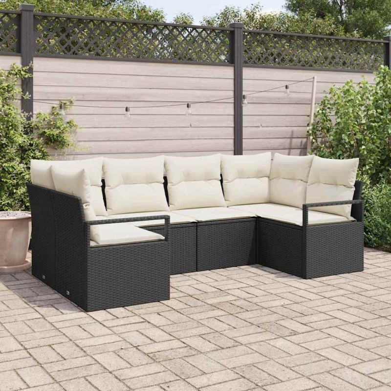 Ensemble de Canapés avec coussin 6 pcs Noir polyrotin 518711518711