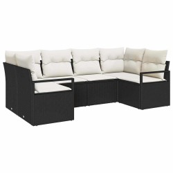 Ensemble de Canapés avec coussin 6 pcs Noir polyrotin 518711518711