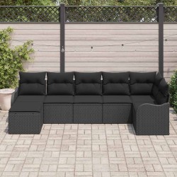 Ensemble de canapé de jardin 7 pcs Noir polyrotin 518712518712