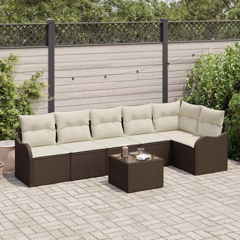 Ensemble de canapé de jardin Marron polyrotin 518713518713