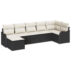 Ensemble de canapé de jardin Noir polyrotin 518714518714