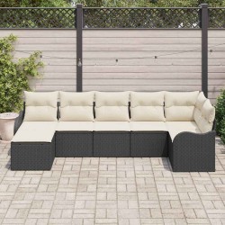 Ensemble de canapé de jardin Noir polyrotin 518714518714