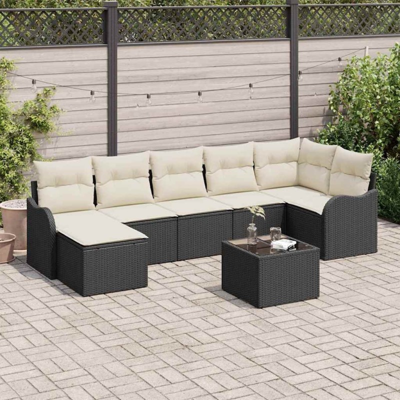 Ensemble de canapé de jardin Noir polyrotin 518715518715