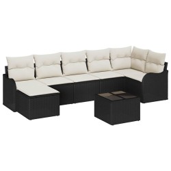 Ensemble de canapé de jardin Noir polyrotin 518715518715