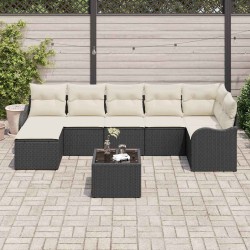 Ensemble de canapé de jardin Noir polyrotin 518715518715