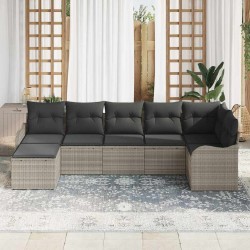 Ensemble de canapé de jardin 7 pcs Gris clair polyrotin 518716518716