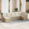 Ensemble de canapé de jardin 7 pcs Beige polyrotin 518718518718