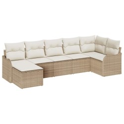 Ensemble de canapé de jardin 7 pcs Beige polyrotin 518718518718