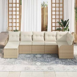 Ensemble de canapé de jardin 7 pcs Beige polyrotin 518718518718