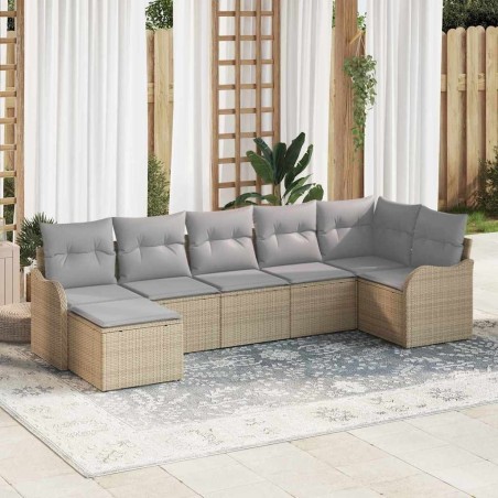 Ensemble de canapé de jardin 7 pcs Beige polyrotin 518719518719