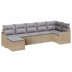 Ensemble de canapé de jardin 7 pcs Beige polyrotin 518719518719