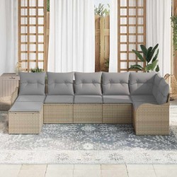 Ensemble de canapé de jardin 7 pcs Beige polyrotin 518719518719