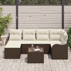 Ensemble de canapé de jardin 7 pcs Marron Poly rotin 518721518721