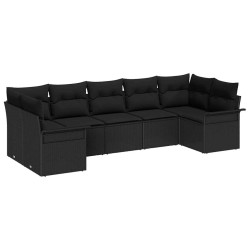 Ensemble de canapé de jardin avec coussin 7 pcs Noir polyrotin 518724518724