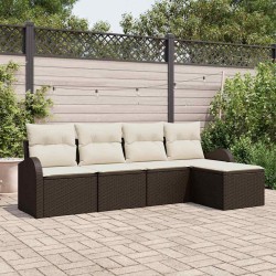 Ensemble de canapé de jardin 5 pcs Marron polyrotin 518725518725