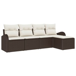 Ensemble de canapé de jardin 5 pcs Marron polyrotin 518725518725