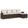 Ensemble de canapé de jardin 5 pcs Marron polyrotin 518725518725