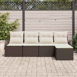 Ensemble de canapé de jardin 5 pcs Marron polyrotin 518725518725