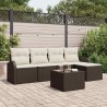 Ensemble de canapé de jardin 6 pcs Marron Poly rotin 518726518726