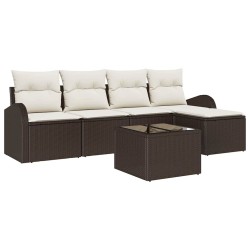 Ensemble de canapé de jardin 6 pcs Marron Poly rotin 518726518726