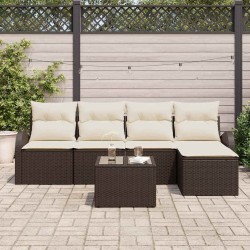 Ensemble de canapé de jardin 6 pcs Marron Poly rotin 518726518726