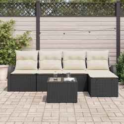 Ensemble de canapé de jardin avec coussin 6 pcs Noir Poly rotin 518727518727