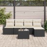 Ensemble de canapé de jardin avec coussin 6 pcs Noir Poly rotin 518727518727
