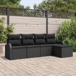 Ensemble de canapé de jardin 5 pcs Noir polyrotin 518728518728