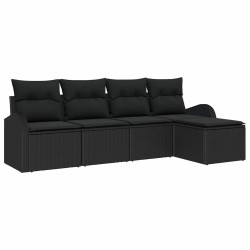 Ensemble de canapé de jardin 5 pcs Noir polyrotin 518728518728